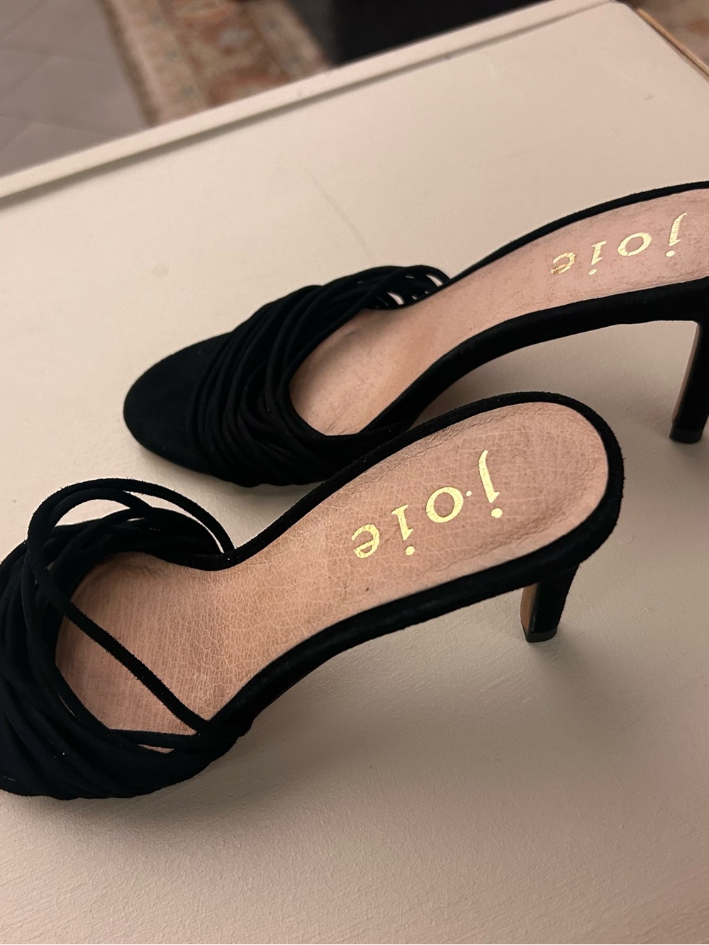 Joie Black Strappy Suede Mid-Heel Sandals 5.5
